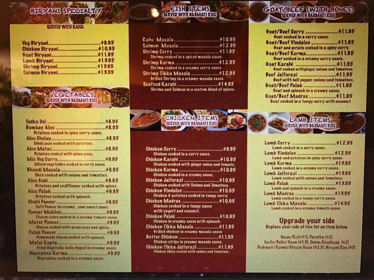 Menu Ahmed Indian Restaurant Ucf-8