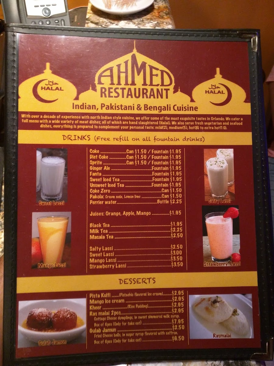 Menu Ahmed Indian Restaurant Ucf-9